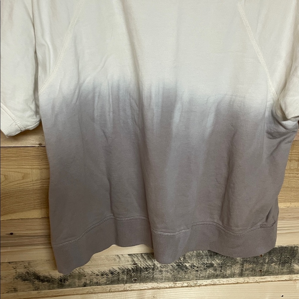 Mono B size Large Ombre White and Gray Short Sleeve Terrycloth Soft Sweatshirt - Picture 4 of 8